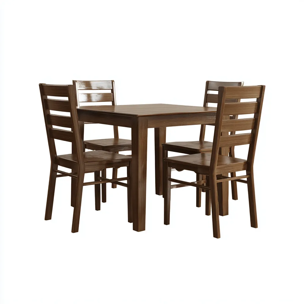 Ensemble table et chaises - Bois - 100x100x75 cm - Brun - Style classique-Pinegetly