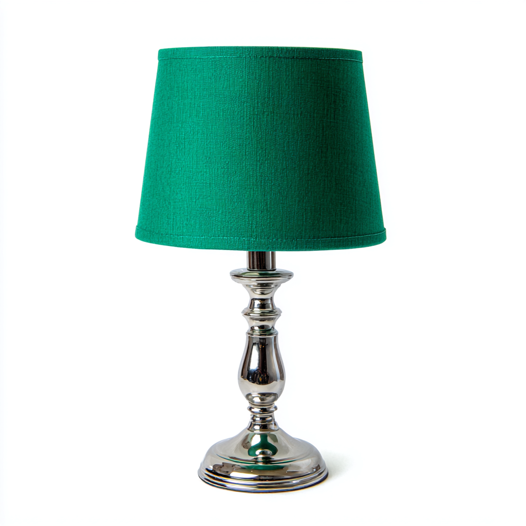 Lampe de table - métal-tissu - 28x28x48 cm - vert émeraude - style classique-Pinegetly