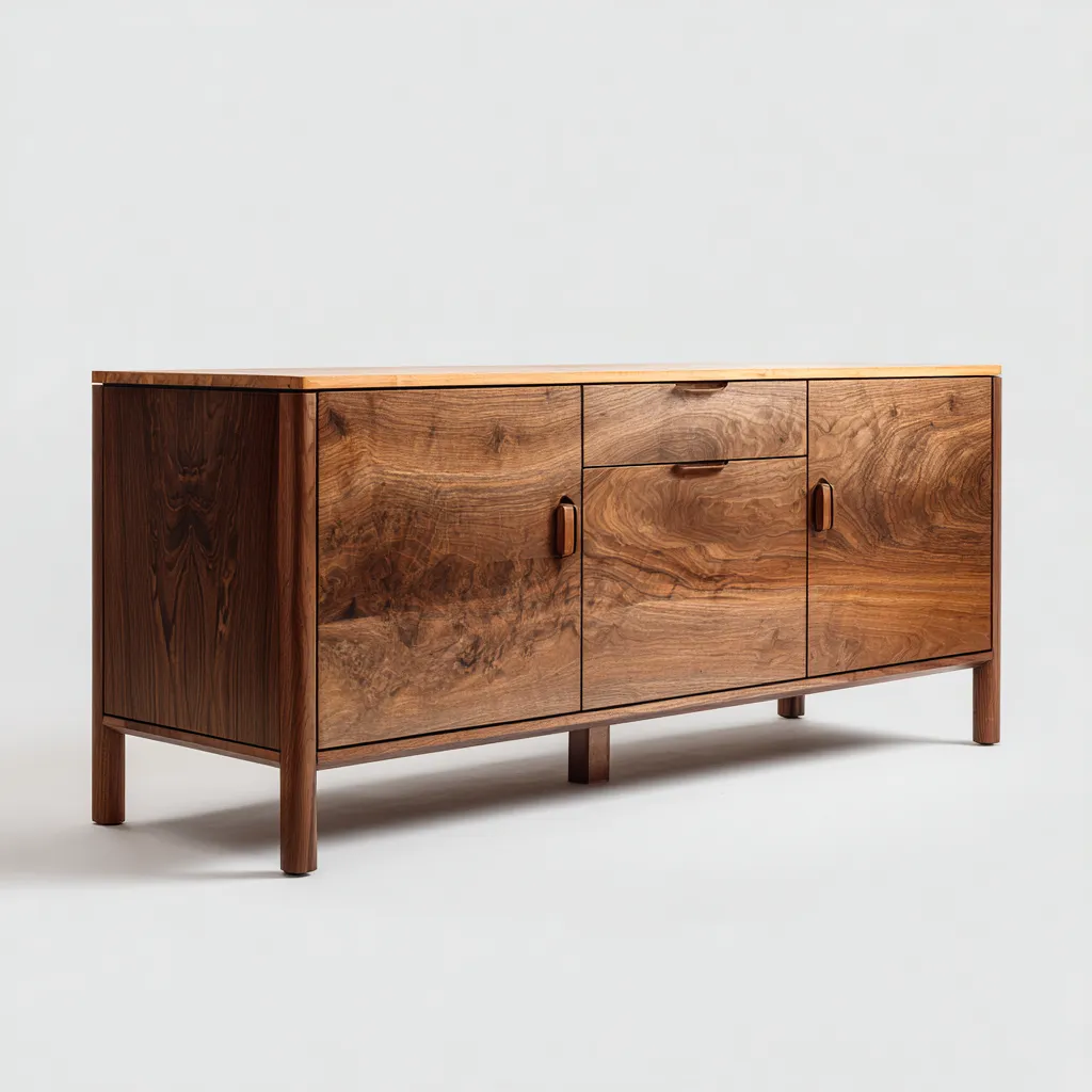 Buffet - bois - 165x45x85 cm - noyer - style contemporain-Pinegetly