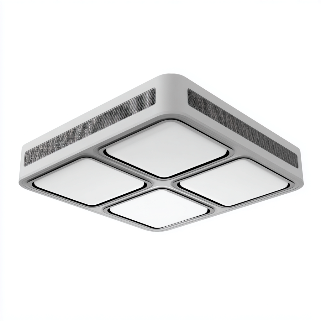 Plafonnier - aluminium - 50x50x9 cm - blanc - moderne-Pinegetly