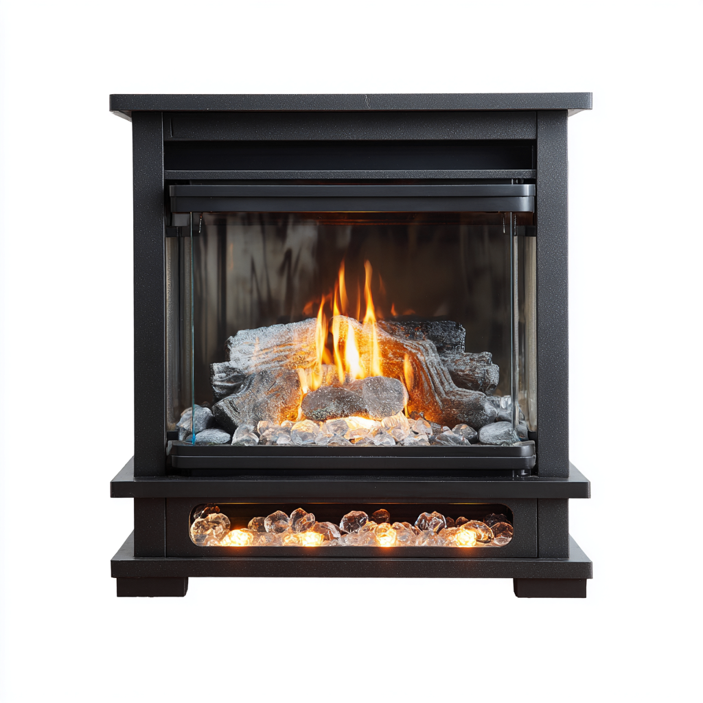 Cheminée électrique - métal-verre - 90x32x95 cm - noir - style moderne-Pinegetly