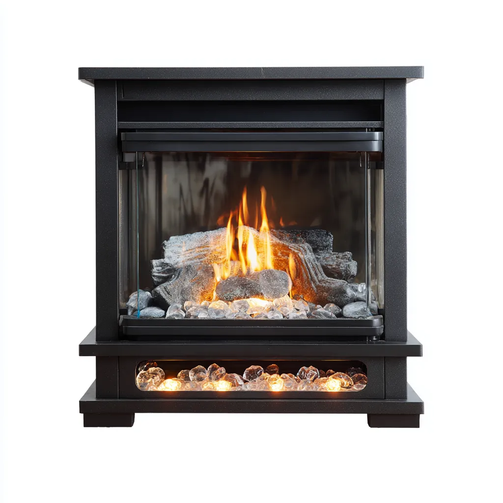 Cheminée électrique - métal-verre - 90x32x95 cm - noir - style moderne-Pinegetly