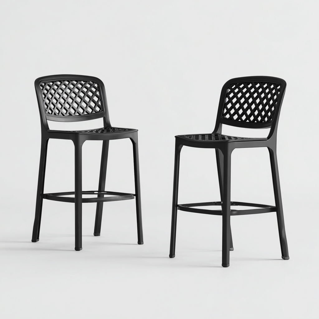 Tabouret de bar - Plastique - 45x48x95 cm - Noir - Style moderne-Pinegetly