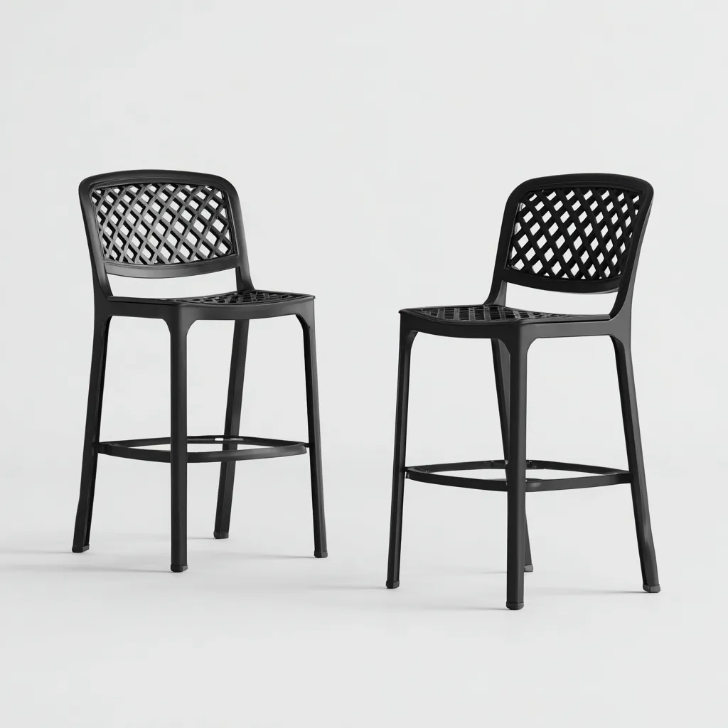 Tabouret de bar - Plastique - 45x48x95 cm - Noir - Style moderne-Pinegetly