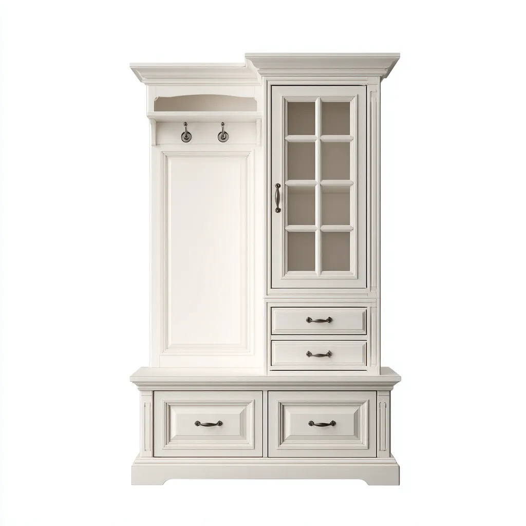 Porte manteau - MDF-Bois - 140x45x190 cm - blanc - style classique-Pinegetly