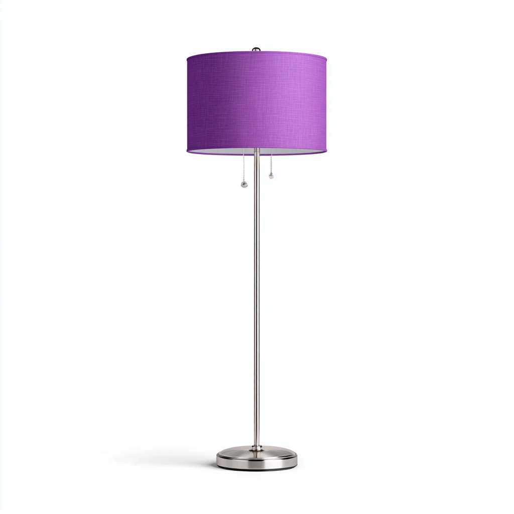 Lampadaire - métal-textile - 34x34x163 cm - violet-argent - design moderne-Pinegetly