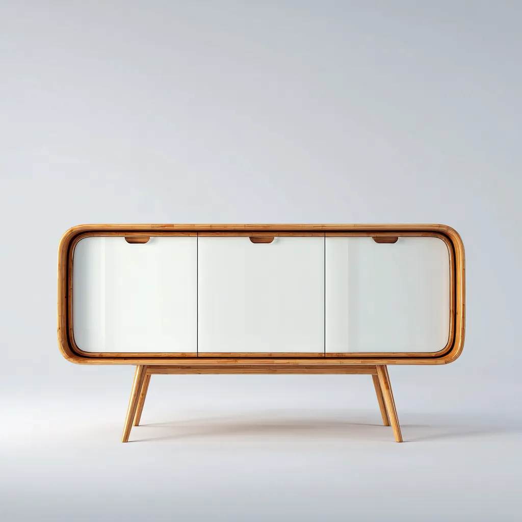 Buffet - bois - 140x45x85 cm - blanc-bois naturel - style scandinave-Pinegetly