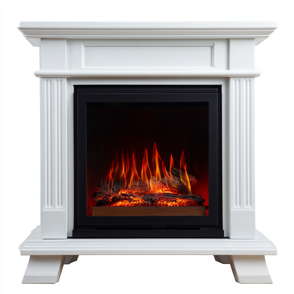 Cheminée électrique - panneaux décoratifs-verre - 92x28x82 cm - blanc-noir - style classique-Pinegetly