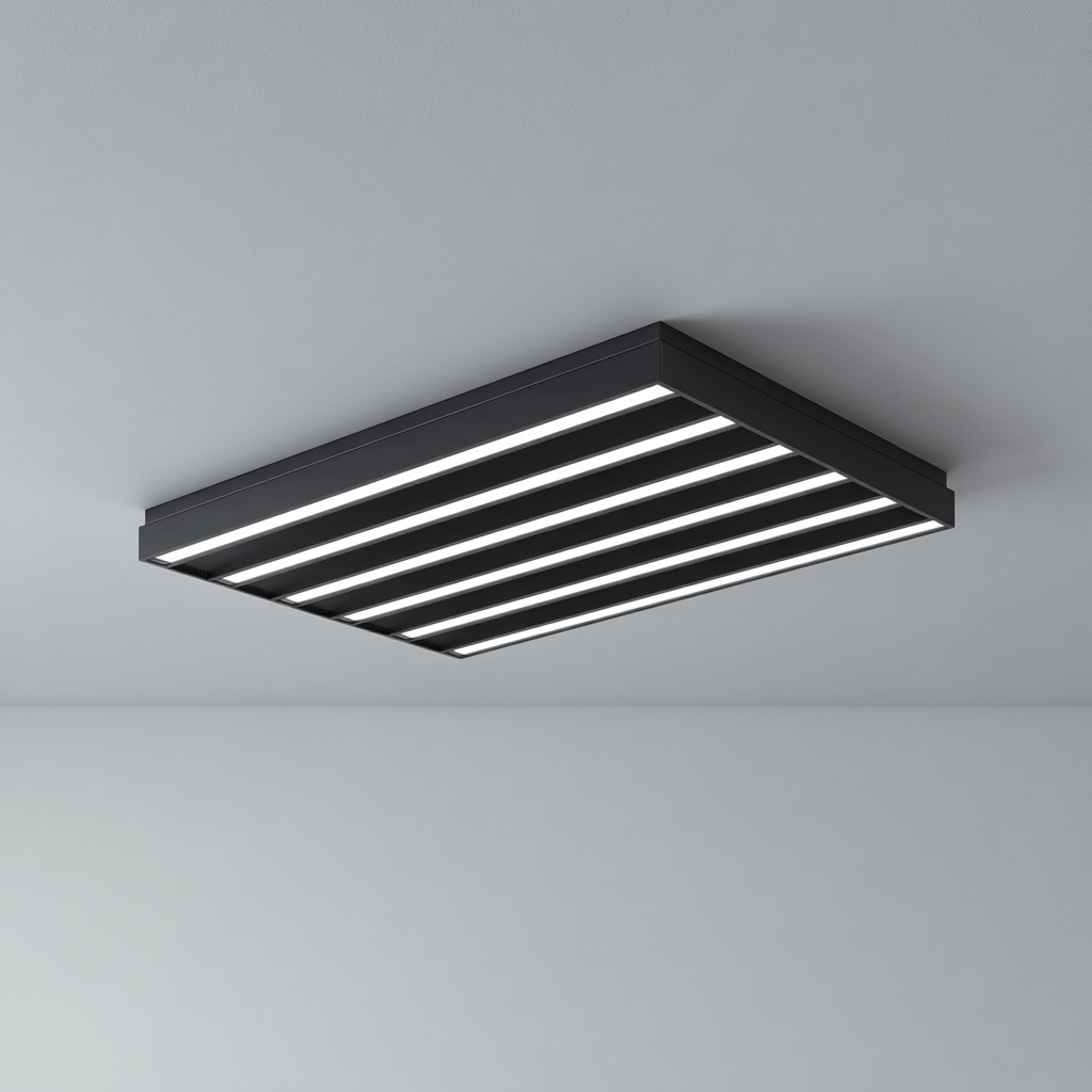 Plafonnier - aluminium - 62x42x7 cm - noir - moderne-Pinegetly