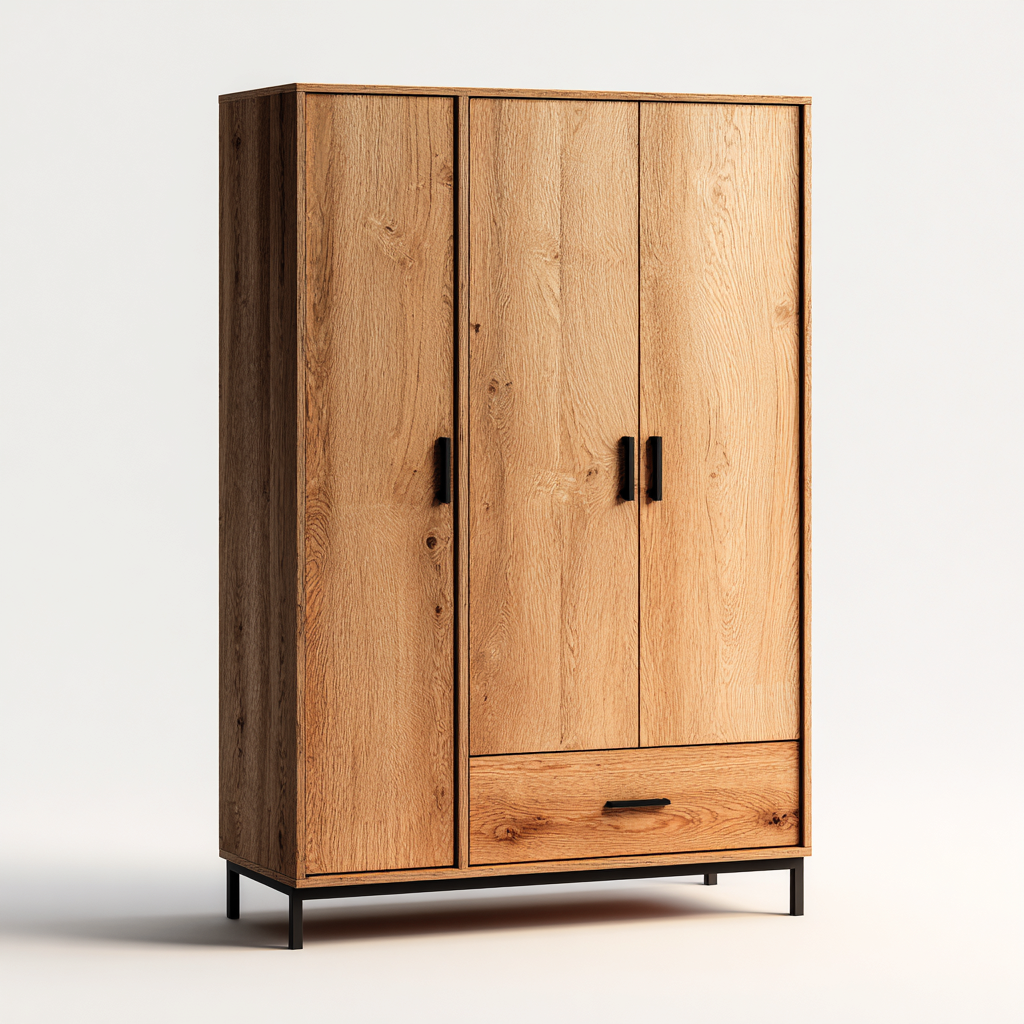 Armoire - MDF-bois - 118x55x191 cm - Chêne naturel - Style industriel-Pinegetly