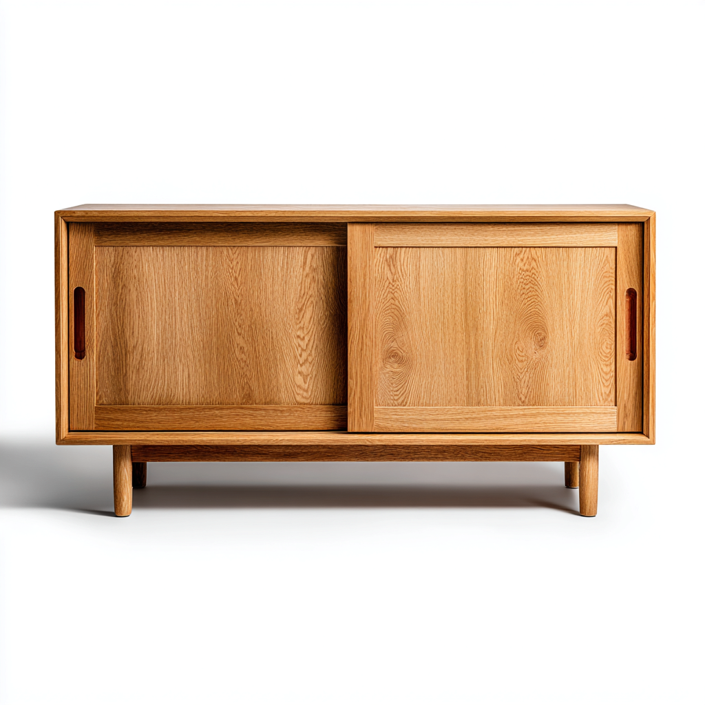 Buffet - bois - 120x40x80 cm - chêne naturel - style scandinave-Pinegetly