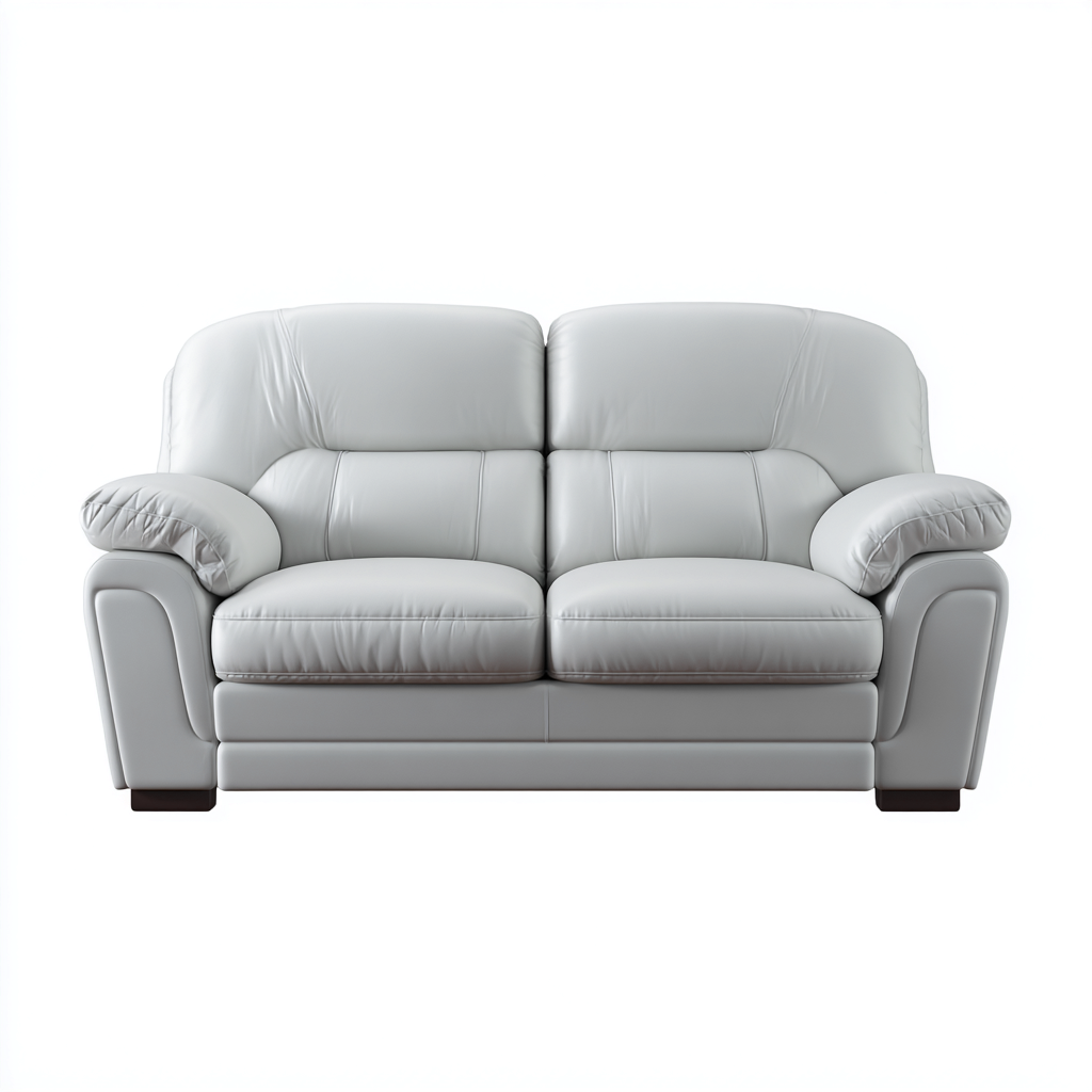 Canapé droit - Cuir synthétique - 185x95x92 cm - Gris clair - Style classique-Pinegetly