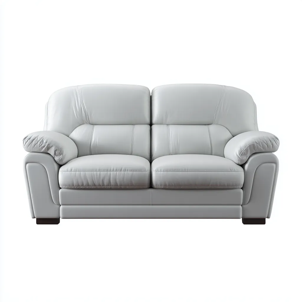 Canapé droit - Cuir synthétique - 185x95x92 cm - Gris clair - Style classique-Pinegetly