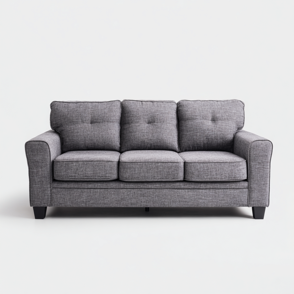 Canapé droit - Tissu - 195x92x88 cm - Gris - Style moderne-Pinegetly