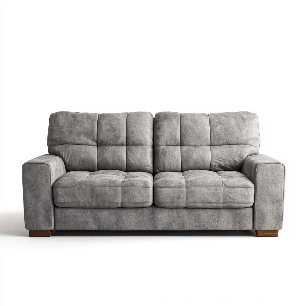 Canapé droit - Similicuir suédé - 210x95x92 cm - Gris - Style contemporain-Pinegetly