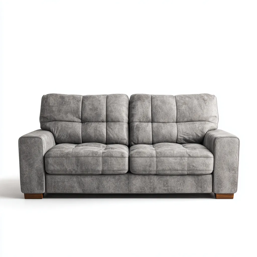 Canapé droit - Similicuir suédé - 210x95x92 cm - Gris - Style contemporain-Pinegetly