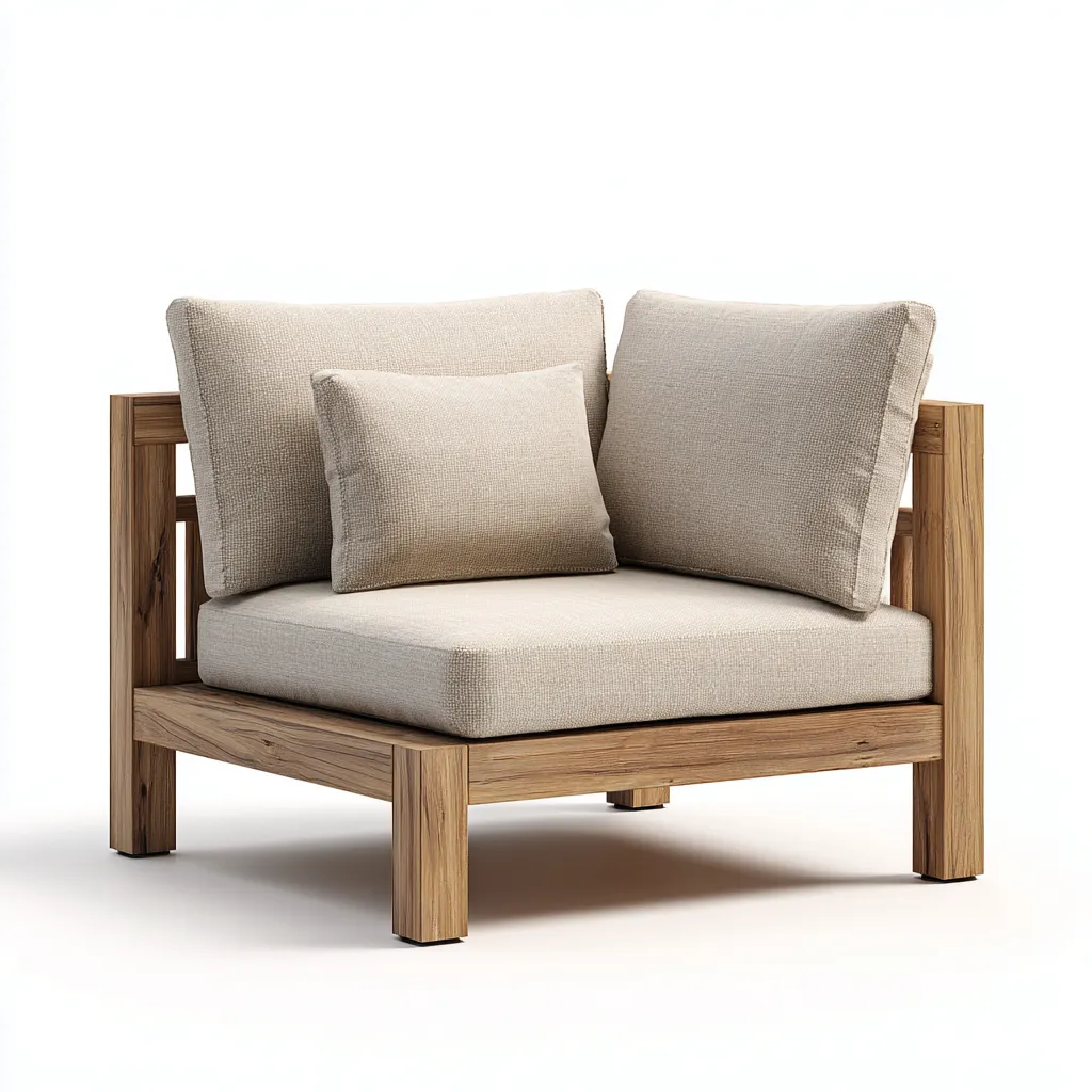 Canapé de jardin - bois-tissu - 92x92x78 cm - beige - style contemporain-Pinegetly