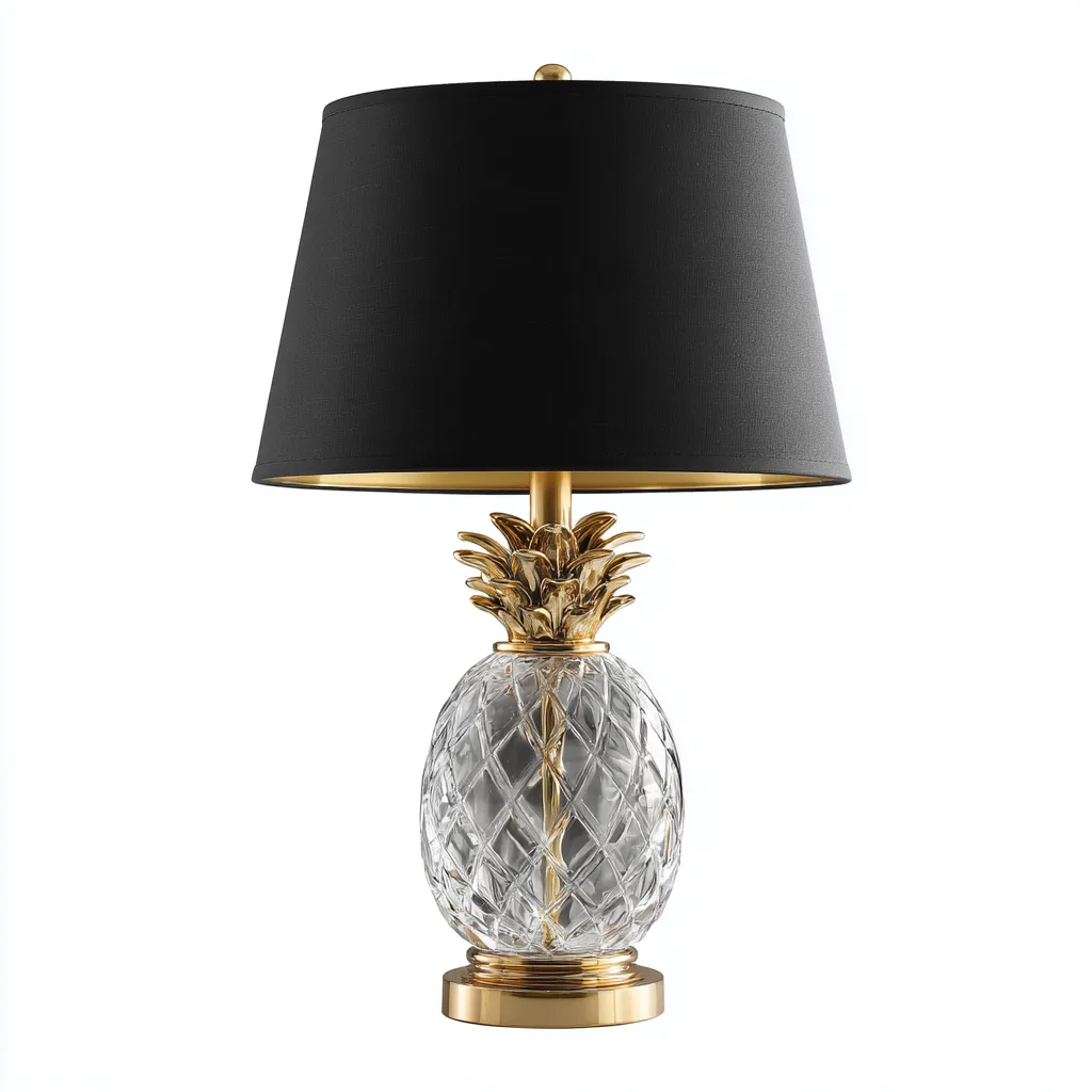 Lampe de table-verre-métal-32x32x58 cm-noir-or-style décoratif-Pinegetly