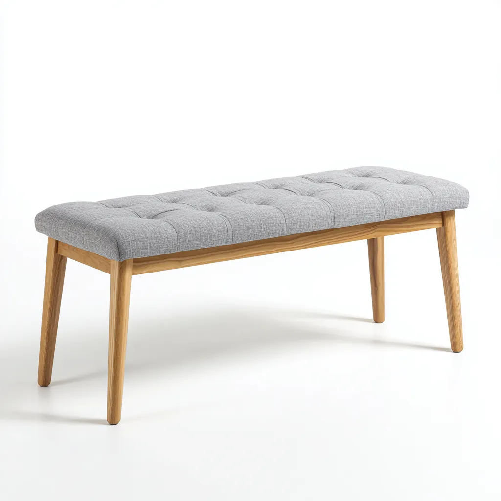 Banc de lit - tissu-bois - 110x38x45 cm - gris - design moderne-Pinegetly