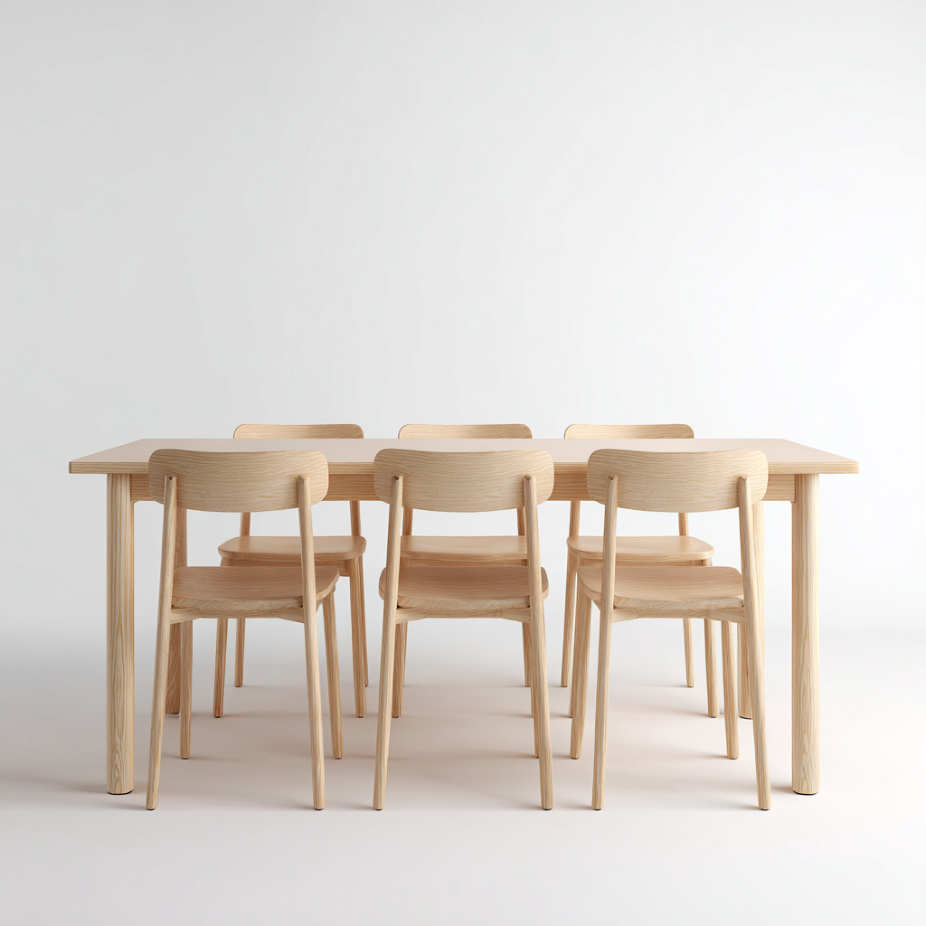 Ensemble table et chaises - Bois - 160x85x75 cm - Bois clair - Style scandinave-Pinegetly