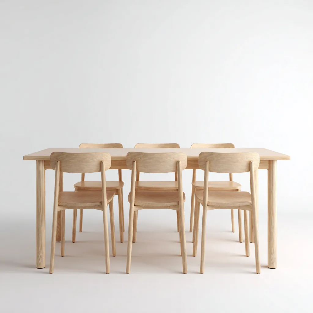 Ensemble table et chaises - Bois - 160x85x75 cm - Bois clair - Style scandinave-Pinegetly