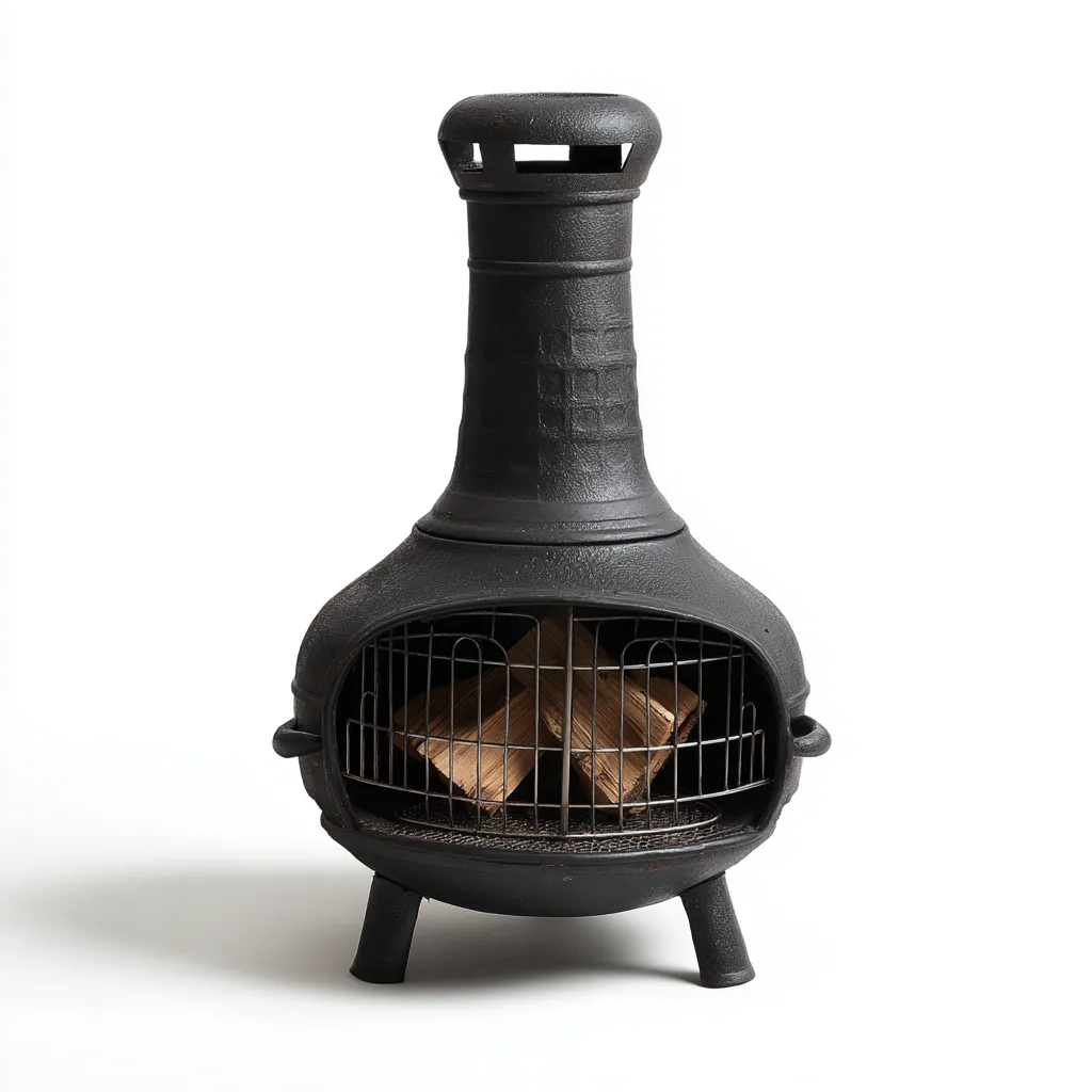 Chauffage extérieur - fonte - 45x45x95 cm - noir - style rustique-Pinegetly