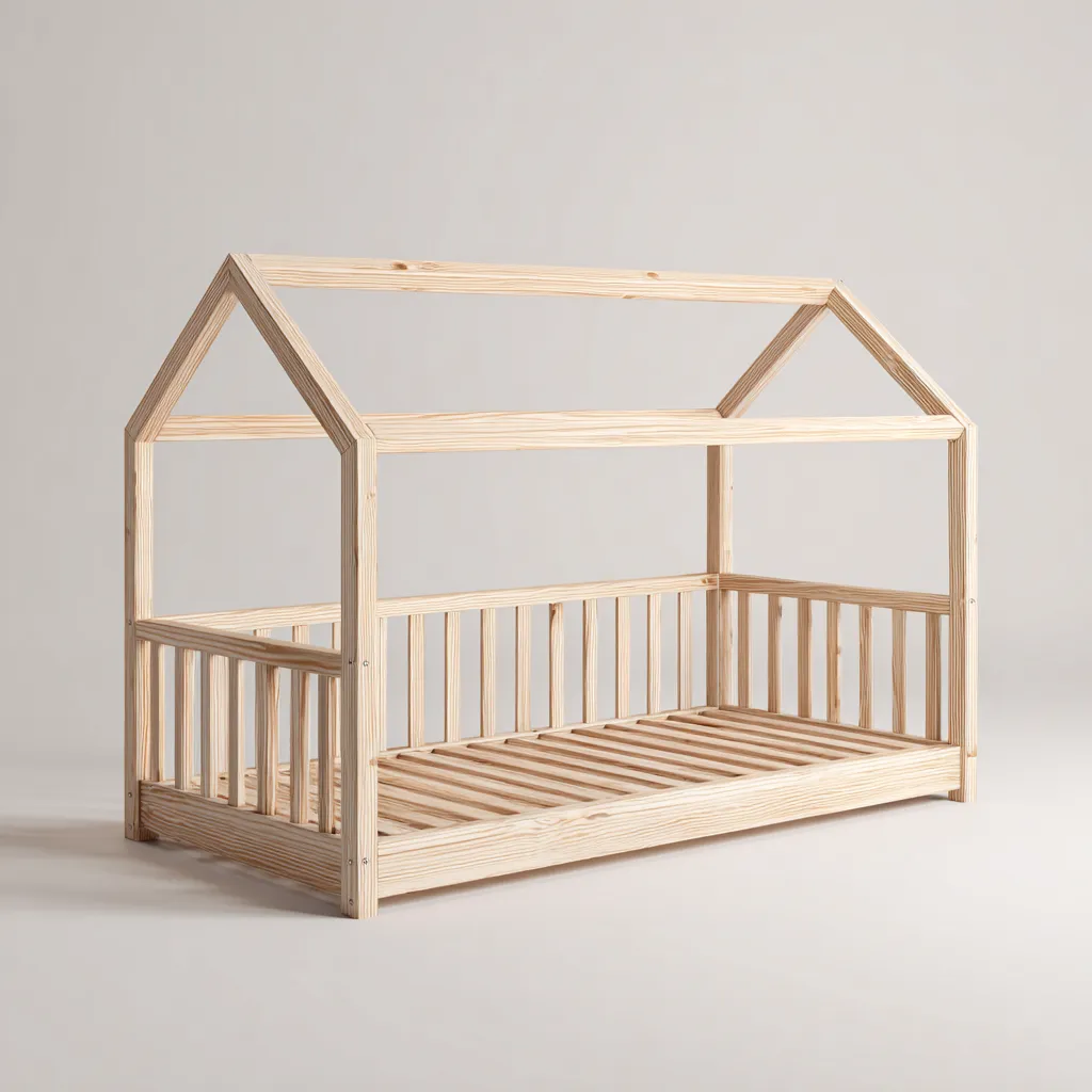 Lit enfant - bois - 160x80x145 cm - bois naturel - design maison-Pinegetly