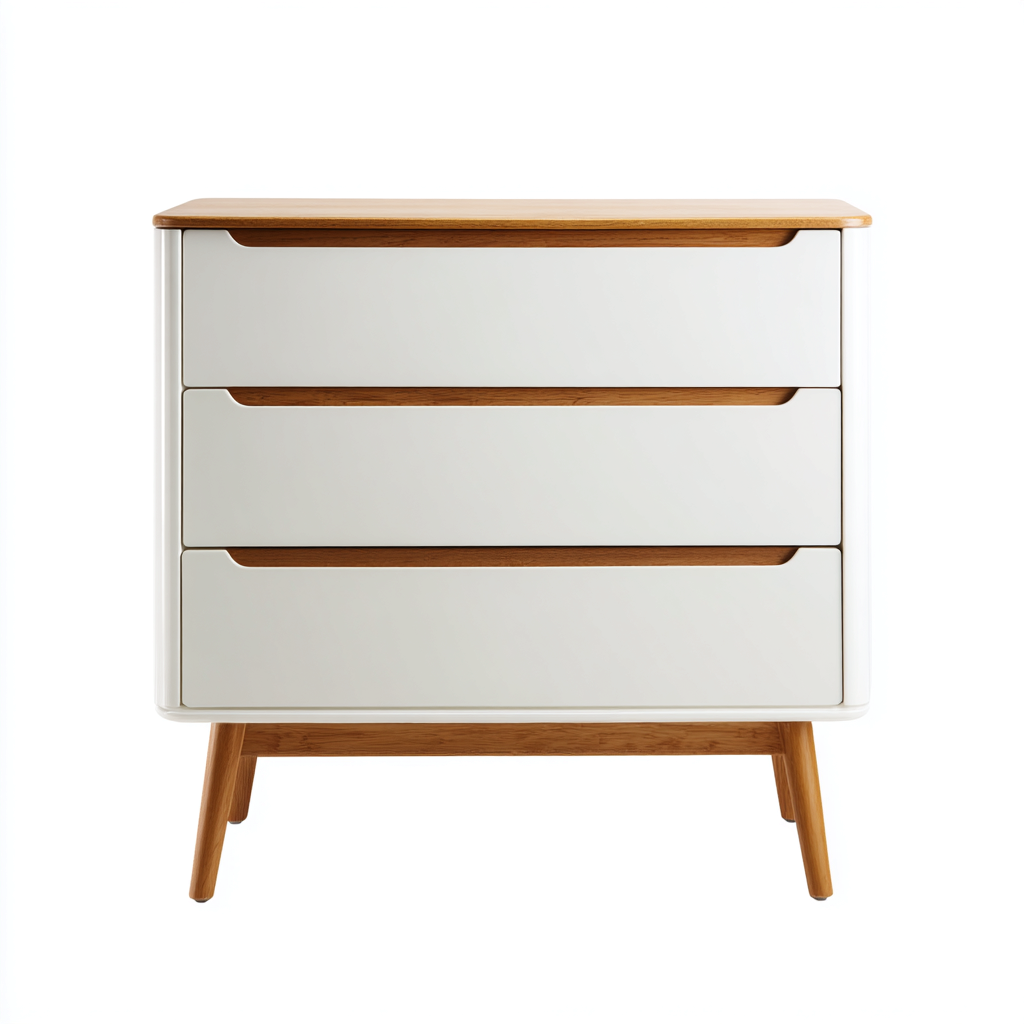 Commode - bois-MDF - 80x42x82 cm - blanc-chêne clair - style scandinave-Pinegetly