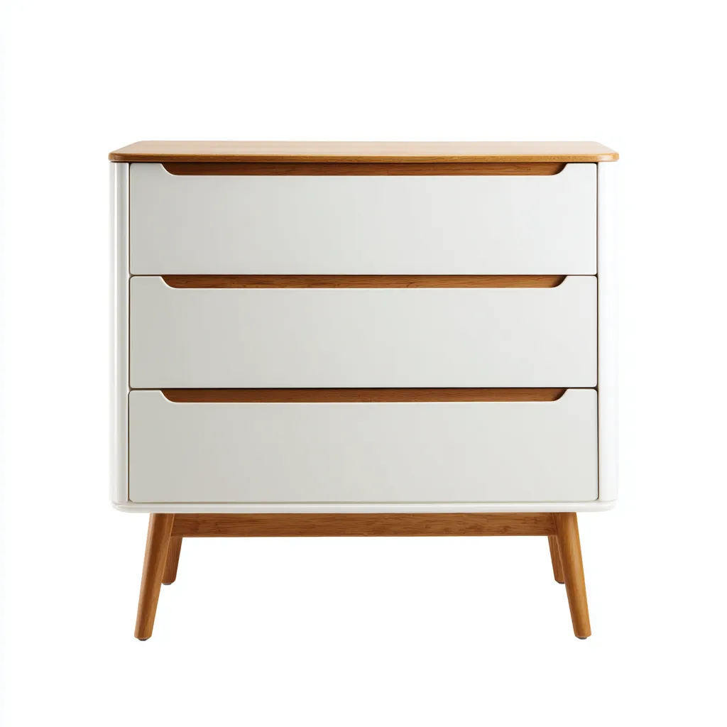 Commode - bois-MDF - 80x42x82 cm - blanc-chêne clair - style scandinave-Pinegetly