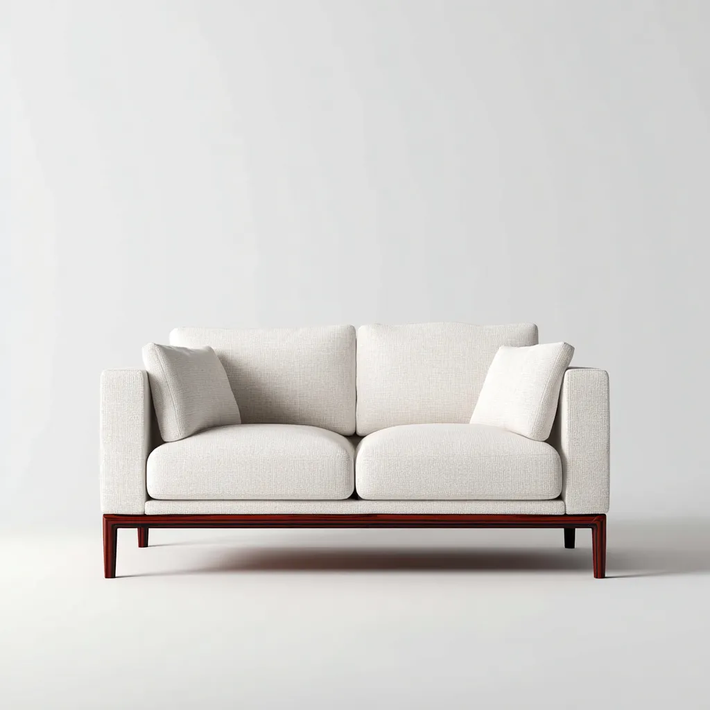 Canapé droit - Tissu-Bois - 175x86x82 cm - Blanc cassé - Style moderne-Pinegetly