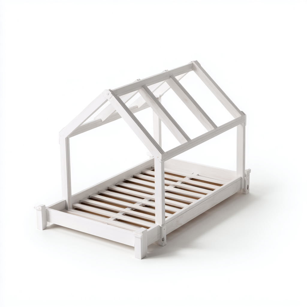 Lit enfant - bois - 140x75x125 cm - blanc - design maison-Pinegetly