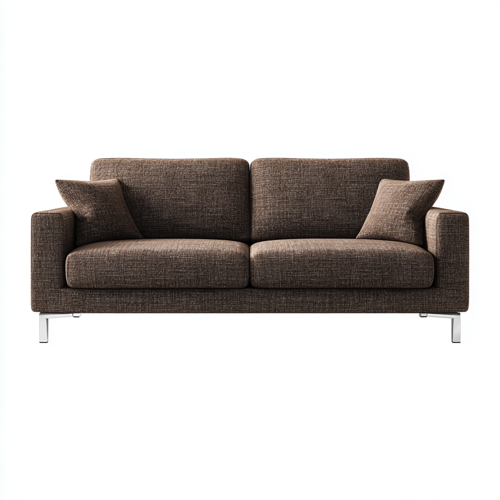 Canapé droit - Tissu-Métal - 200x88x82 cm - Marron - Style moderne-Pinegetly