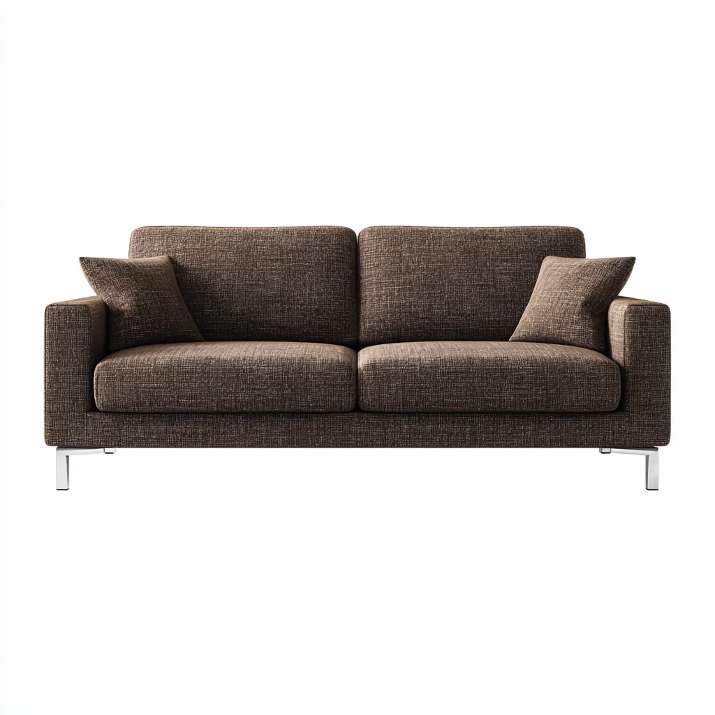 Canapé droit - Tissu-Métal - 200x88x82 cm - Marron - Style moderne-Pinegetly