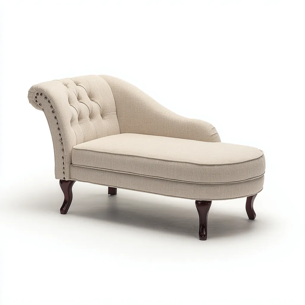 Chaise longue - tissu-bois - 150x70x78 cm - beige - style classique-Pinegetly