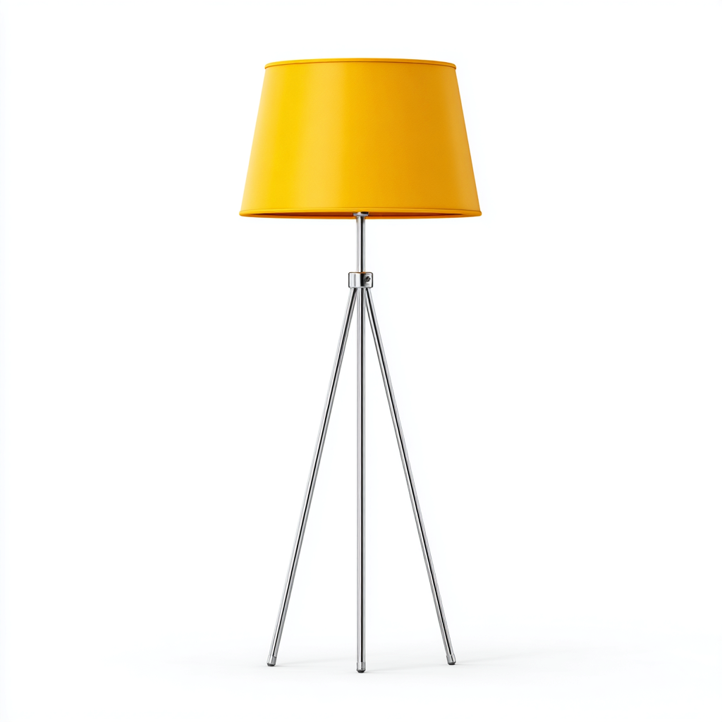 Lampadaire - métal-textile - 39x39x167 cm - jaune-argent - design contemporain-Pinegetly