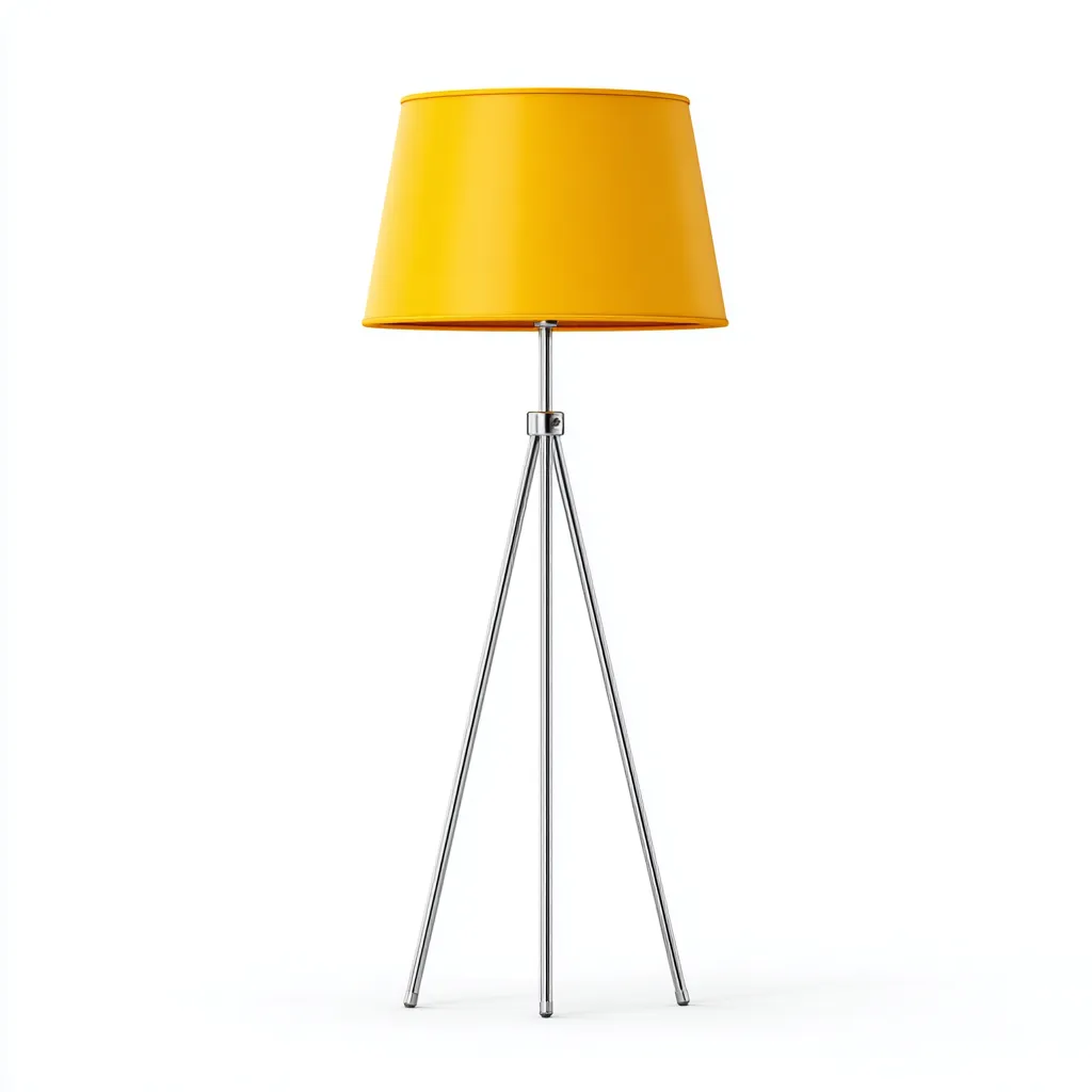 Lampadaire - métal-textile - 39x39x167 cm - jaune-argent - design contemporain-Pinegetly