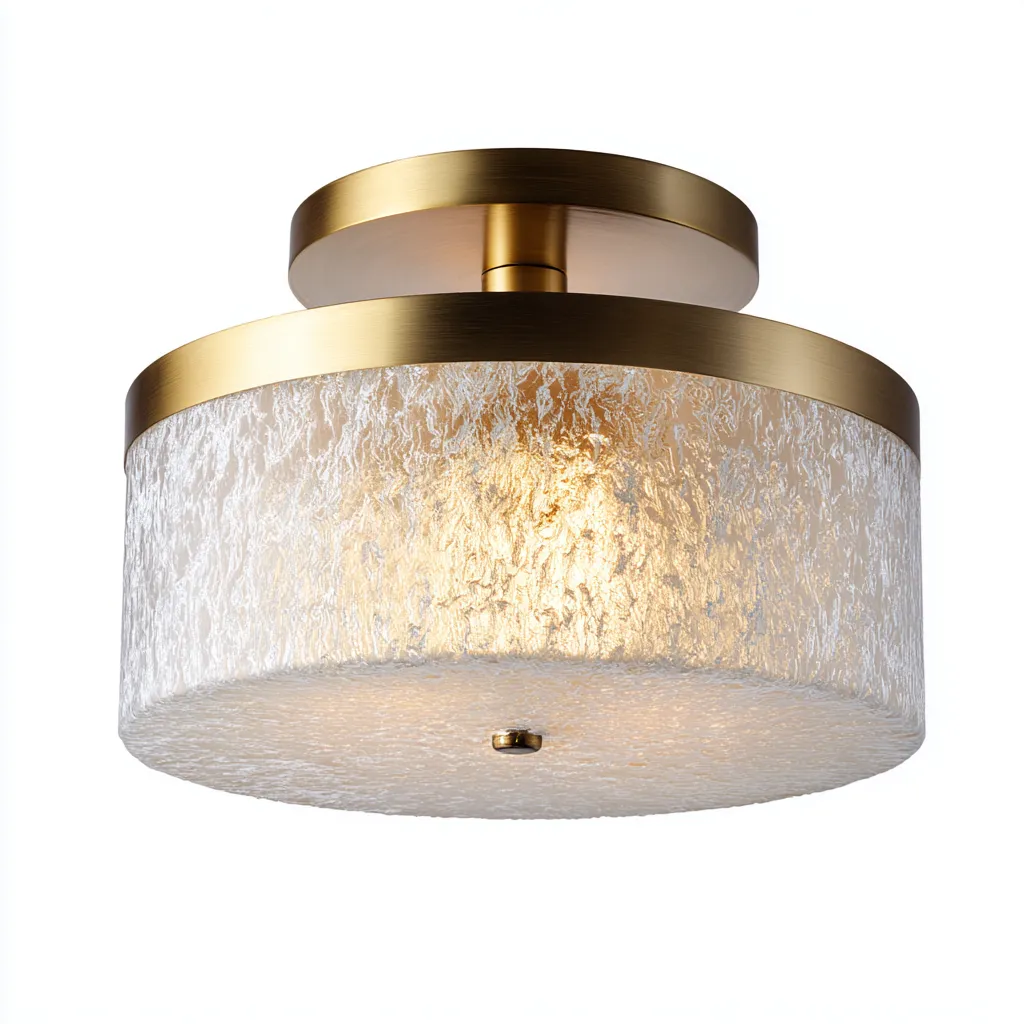 Plafonnier-verre-métal-42x42x18 cm-laiton-transparent-style contemporain-Pinegetly