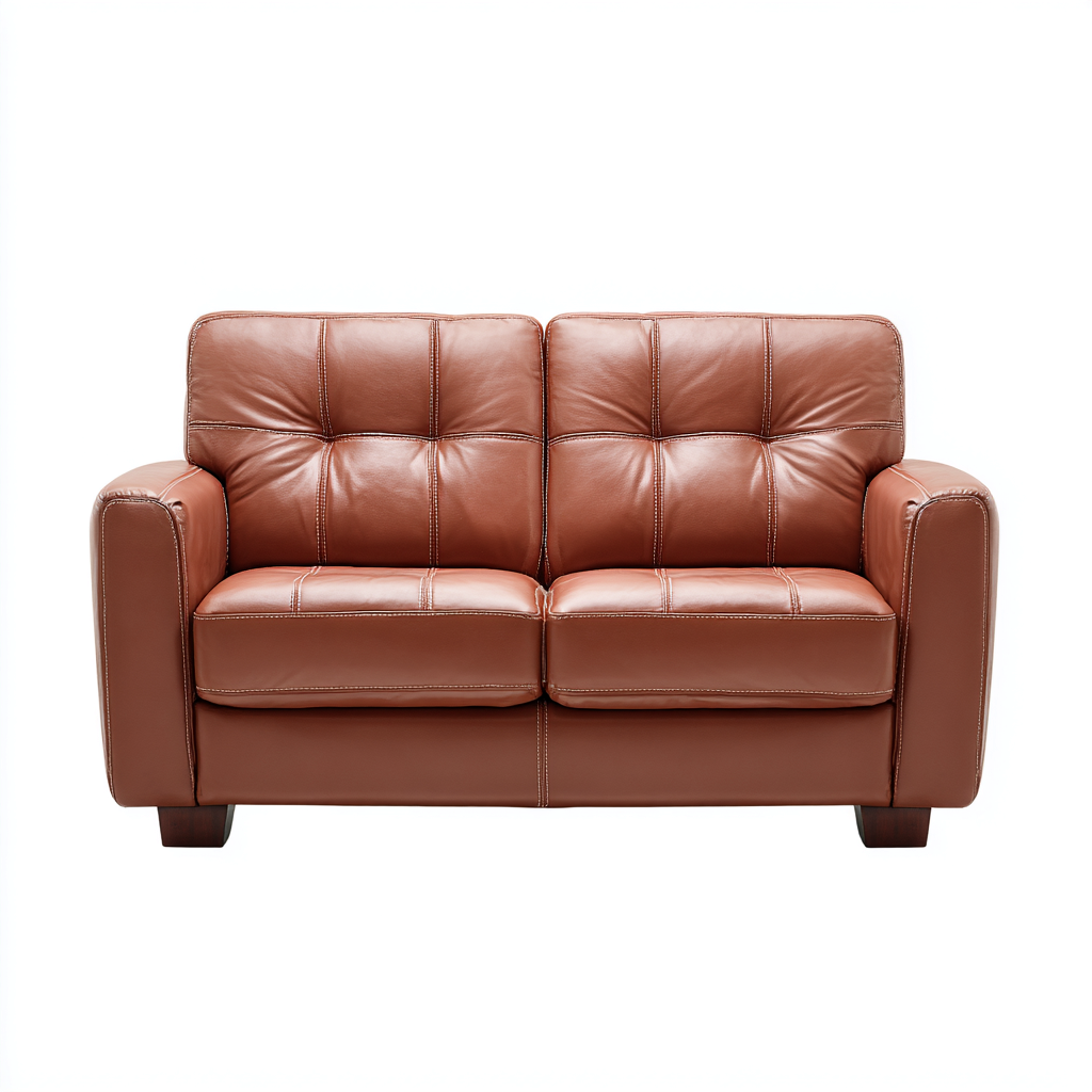 Canapé droit - Cuir - 165x92x86 cm - Marron - Style contemporain-Pinegetly
