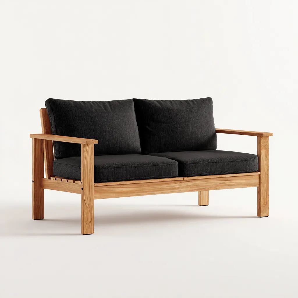 Canapé de jardin - bois-tissu - 158x80x74 cm - noir - style scandinave-Pinegetly