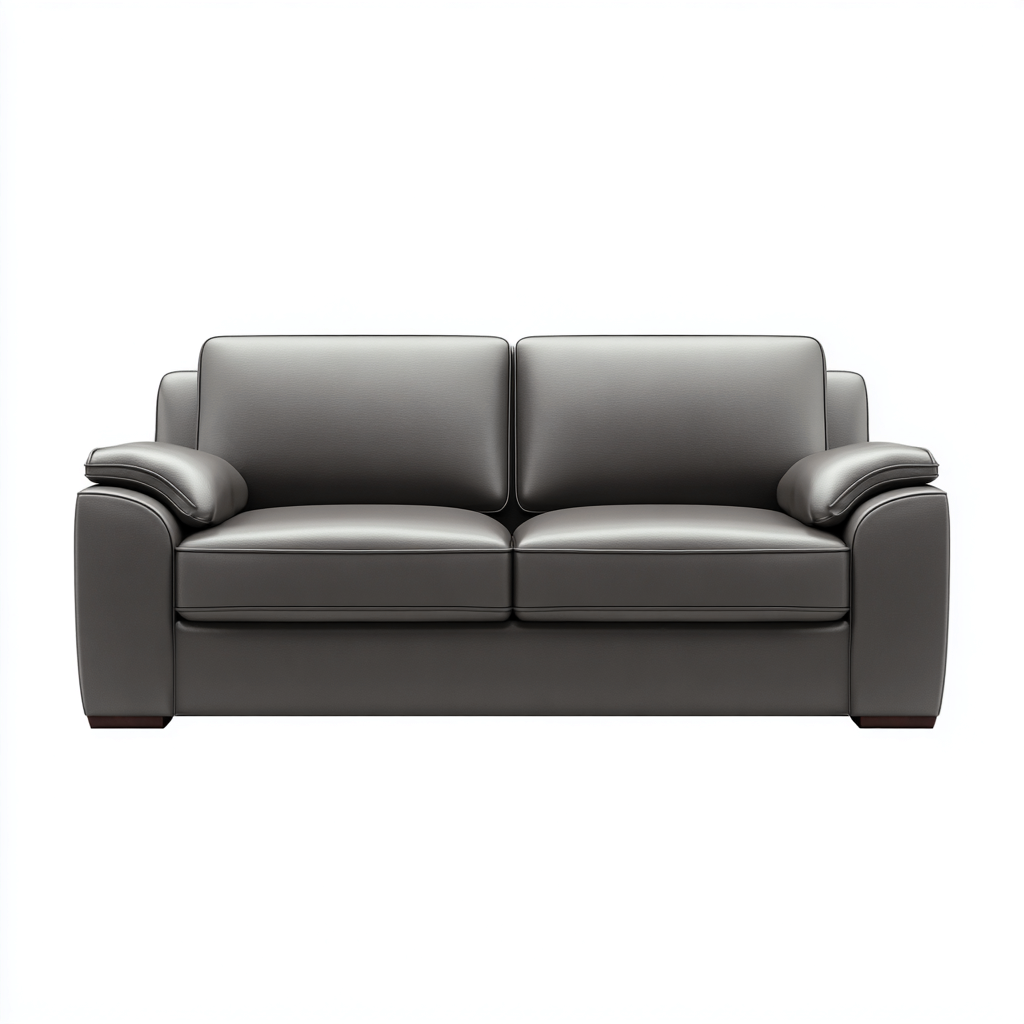 Canapé droit - Similicuir - 210x95x92 cm - Gris - Style contemporain-Pinegetly