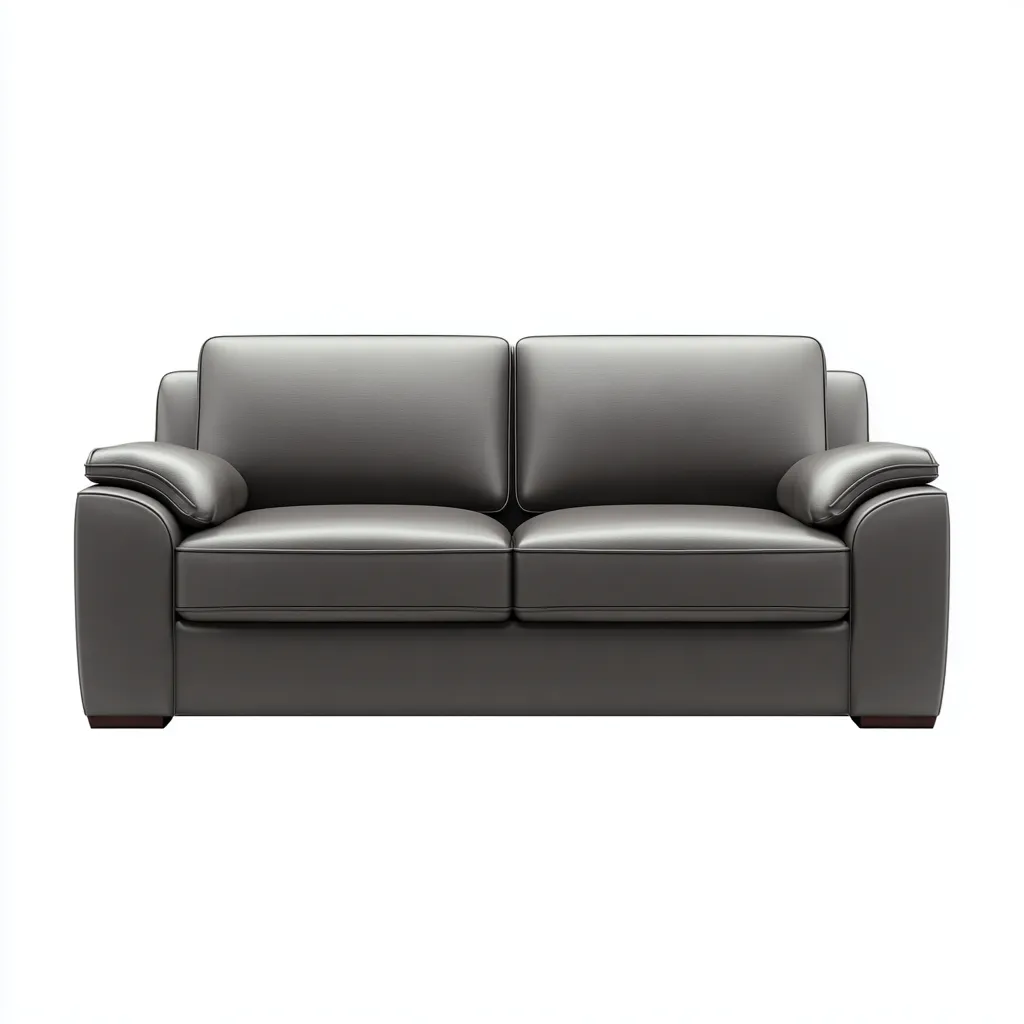 Canapé droit - Similicuir - 210x95x92 cm - Gris - Style contemporain-Pinegetly