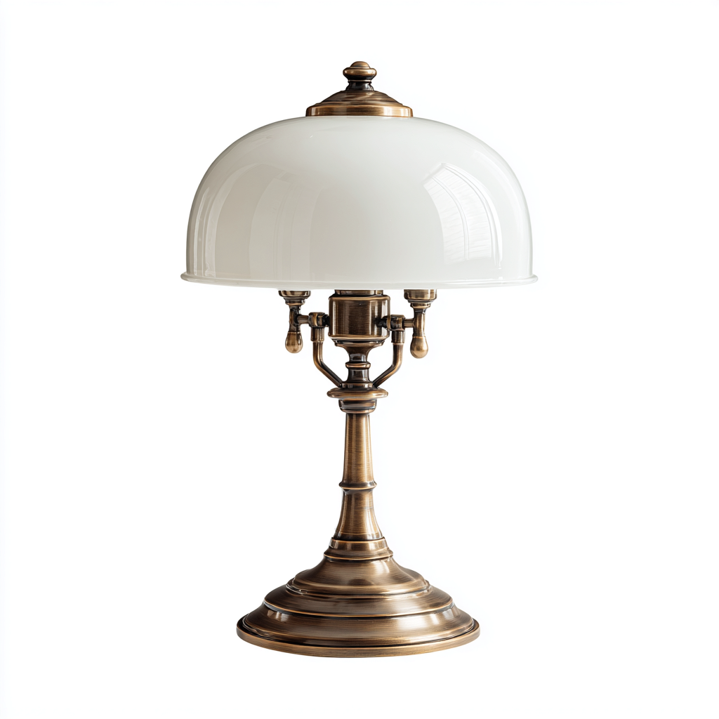 Lampada da tavolo in metallo e vetro 23x23x48 cm - bianco e ottone anticato - per soggiorno design classico-Casamybase