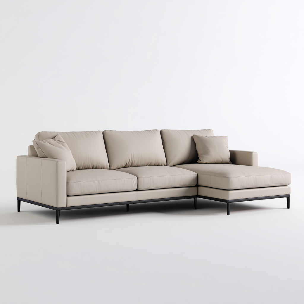 Divano angolare pelle 270x170x85 cm - beige - design moderno per soggiorno-Casamybase