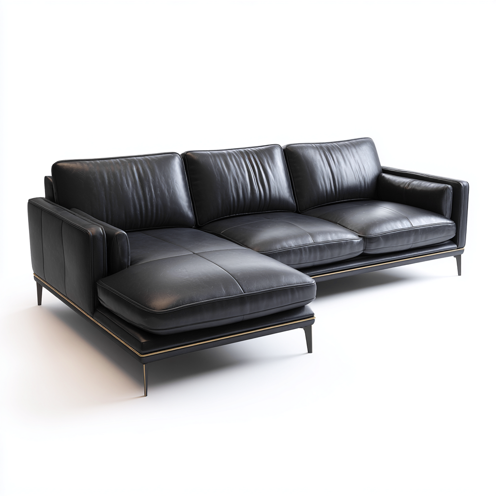 Divano angolare - pelle - 280x160x85 cm - nero - adatto per soggiorno - design moderno-Casamybase