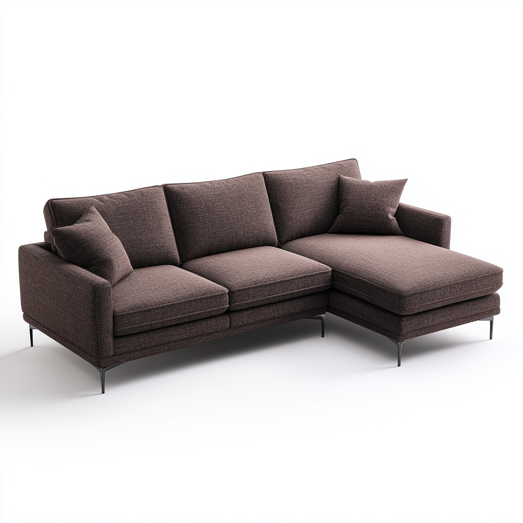 Divano angolare tessuto 260x195x85 cm - marrone scuro - design moderno per soggiorno-Casamybase