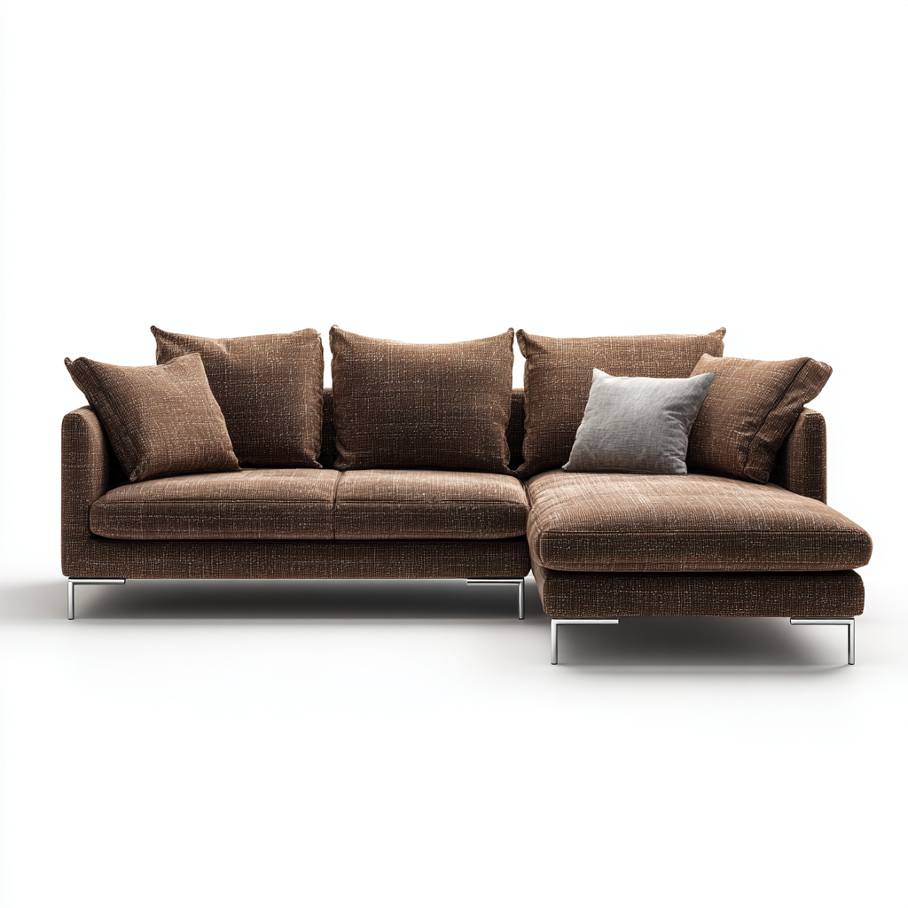 Divano angolare tessuto 260x195x85 cm - marrone - design moderno per soggiorno-Casamybase