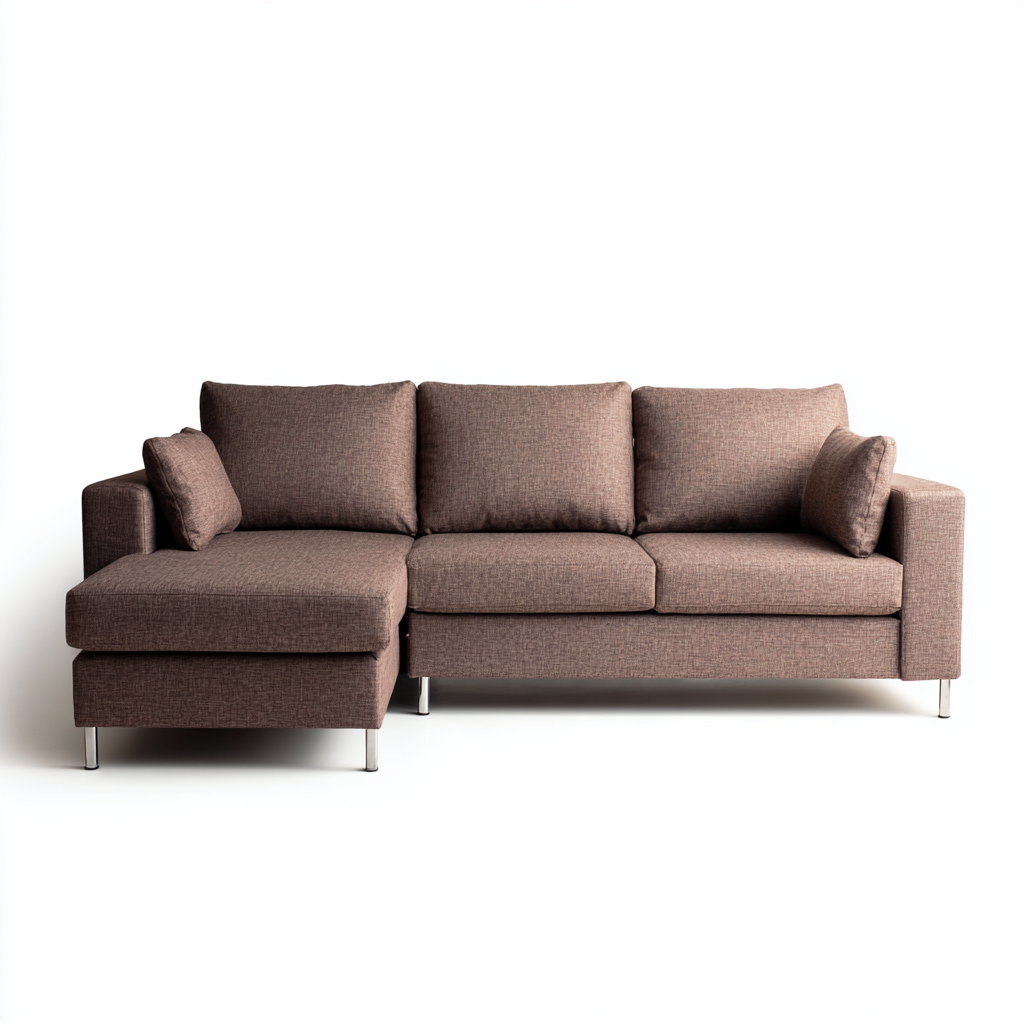 Divano angolare-tessuto-metallo-265x175x83 cm-marrone-design moderno-Casamybase