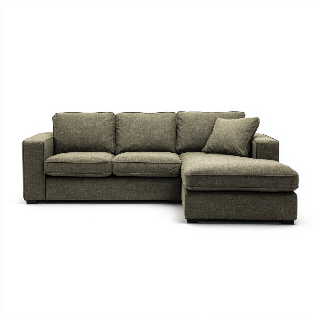 Divano angolare - tessuto - 260x155x85 cm - verde oliva - adatto per soggiorno - design moderno-Casamybase