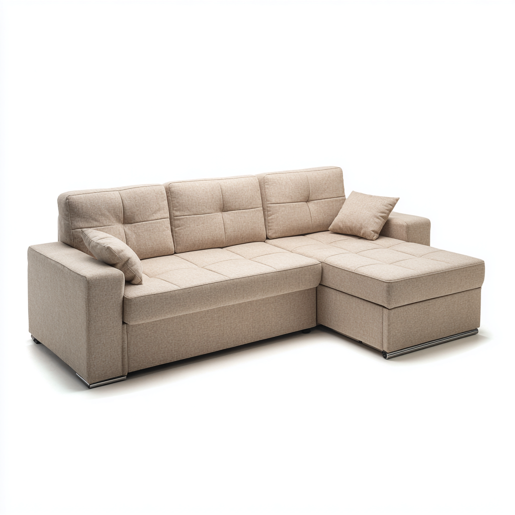 Divano angolare tessuto 255x185x88 cm - beige - design moderno per soggiorno-Casamybase