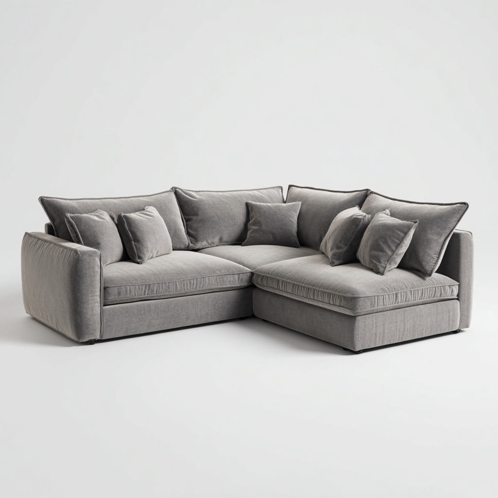 Divano angolare tessuto 270x200x90 cm - grigio - design moderno per soggiorno-Casamybase